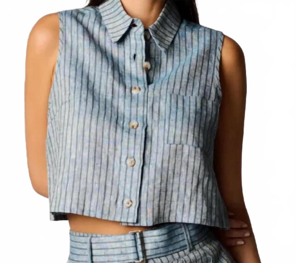 NEW HEVRON katja top in navy stripe